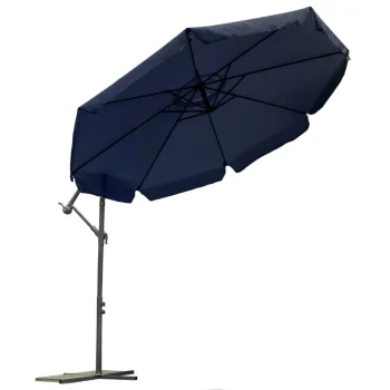Sklopivi Vrtni Suncobran, 8 Segmenata, Tamnoplava Boja, 350 Cm 2