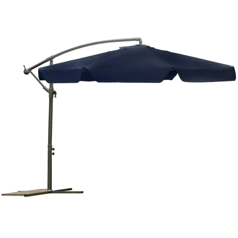Sklopivi Vrtni Suncobran, 8 Segmenata, Tamnoplava Boja, 350 Cm 5