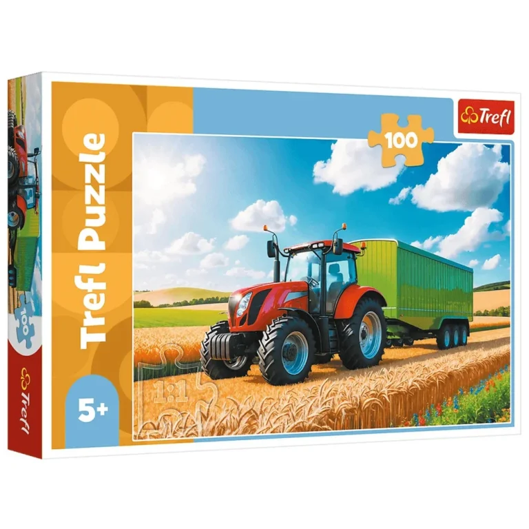 Slagalica 100 Poljoprivredni Strojevi Traktor S Prikolicom Trefl 16494 1