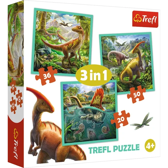 Slagalica 3 U 1 Nevjerojatni Svijet Dinosaura, Trefl 34837 1