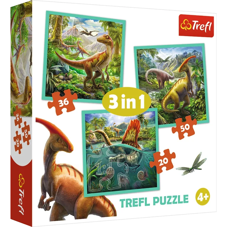 Slagalica 3 U 1 Nevjerojatni Svijet Dinosaura, Trefl 34837 1