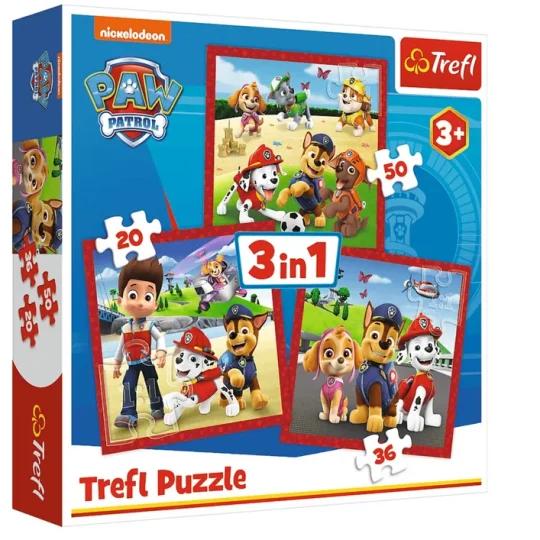 Slagalica 3 U 1 Sretni Psi Paw Patrol Trefl 34867 1