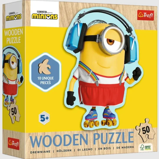 Slagalica 50 Drvena Konturna Ludi Minion, Trefl 20239 1