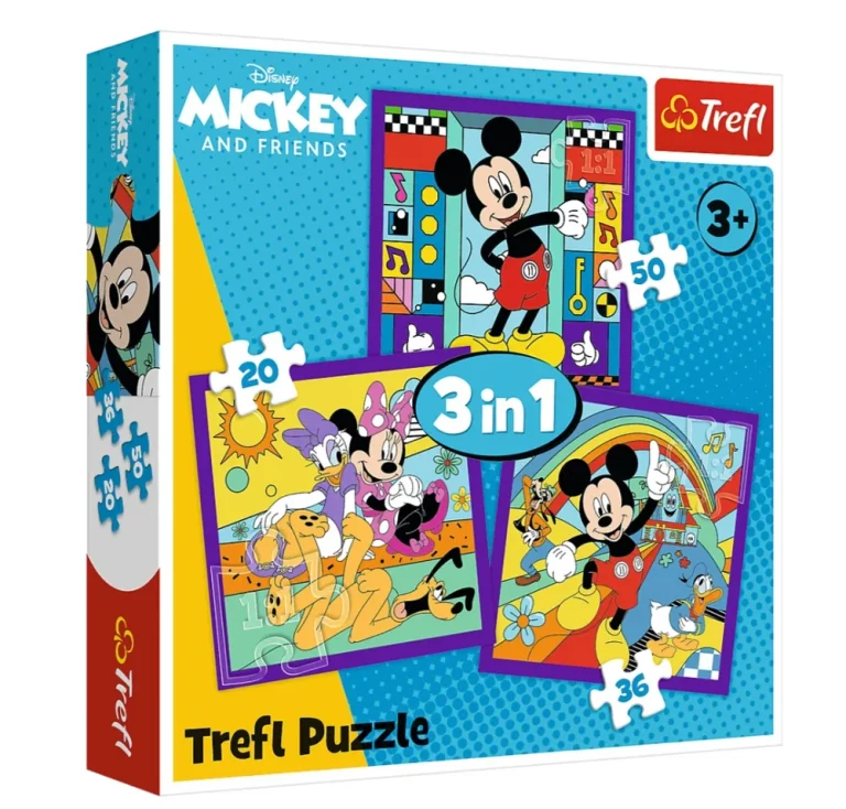 Slagalica – 3 U 1 (20, 36, 50 Dijelova) – Mickey Mouse I Njegova Vesela Ekipa – Mickey Mouse I Prijatelji – Trefl 34894 1