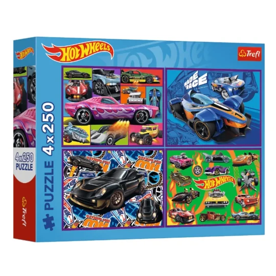 Slagalice 4x250 – Hot Wheels – Trkaći Automobili – Trefl 13312 1