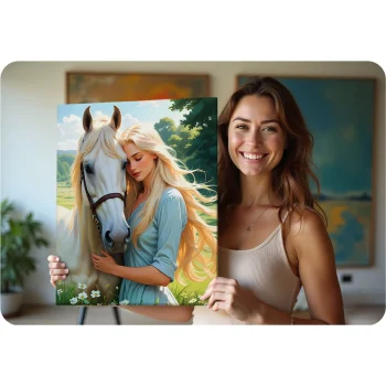 Slika Po Brojevima 40 × 50 Cm Massido Portret žene S Konjem 5