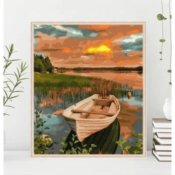 Slikanje Po Brojevima Brod U Zalasku Sunca 40×50 2