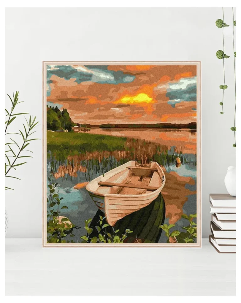 Slikanje Po Brojevima Brod U Zalasku Sunca 40×50 2