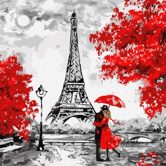 Slikanje Po Brojevima Kišni Pariz 40 × 50 Cm 1