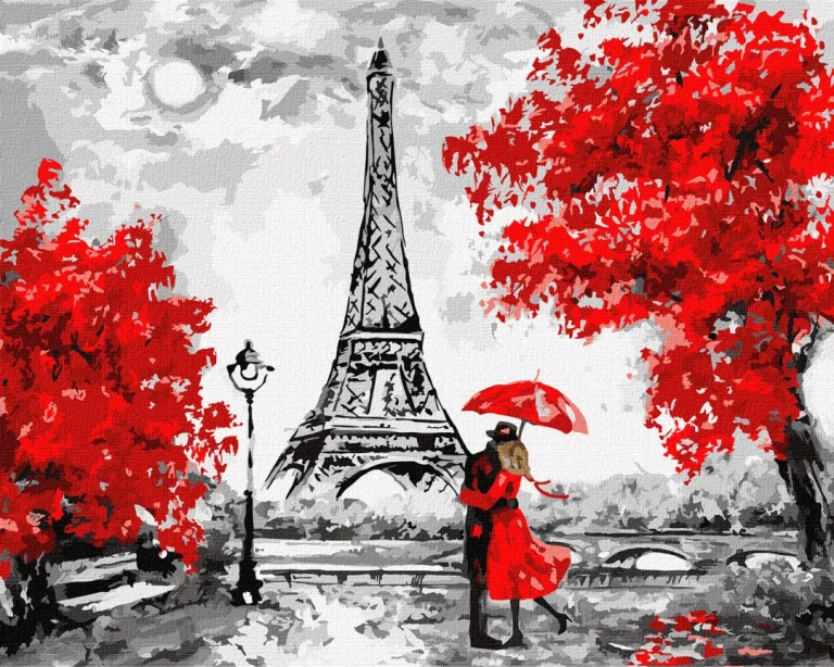 Slikanje Po Brojevima Kišni Pariz 40 × 50 Cm 1