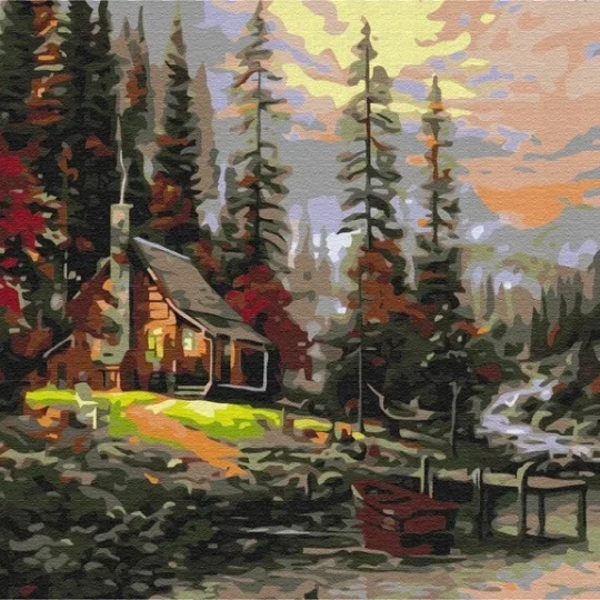 Slikanje Po Brojevima Kuća U šumi 40 × 50 Cm 1