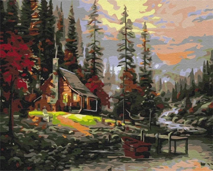 Slikanje Po Brojevima Kuća U šumi 40 × 50 Cm 1