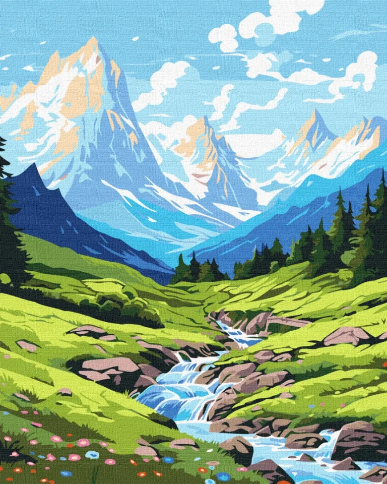 Slikanje Po Brojevima Ljeto U Planinama 40 × 50 Cm 1