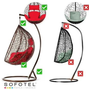 Smeđa Viseća Vrtna Stolica Havana + Crveni Jastuci Sofotel 14