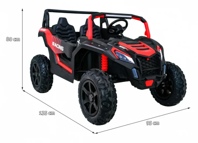 Snažan Trkaći Atv Buggy Za 2 Djece Crveni + Motor Bez četkica + Gume Na Napuhavanje + Audio, Crvena Buggy Na Akumulator 2