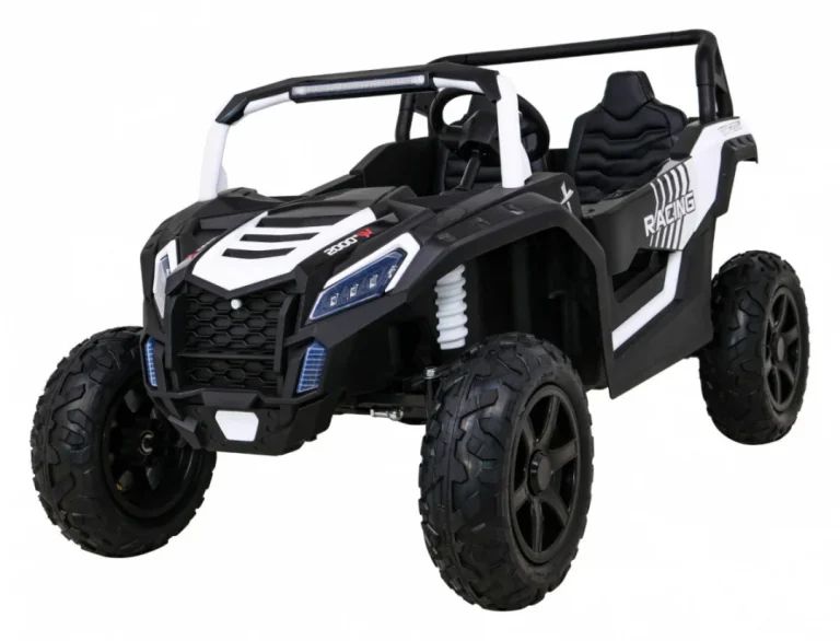 Snažan Trkaći Atv Buggy Za 2 Djece Bijeli + Motor Bez četkica + Kotači Na Napuhavanje, Bijela Buggy Na Akumulator 1