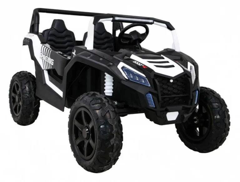 Snažan Trkaći Atv Buggy Za 2 Djece Bijeli + Motor Bez četkica + Kotači Na Napuhavanje, Bijela Buggy Na Akumulator 11