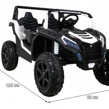 Snažan Trkaći Atv Buggy Za 2 Djece Bijeli + Motor Bez četkica + Kotači Na Napuhavanje, Bijela Buggy Na Akumulator 2