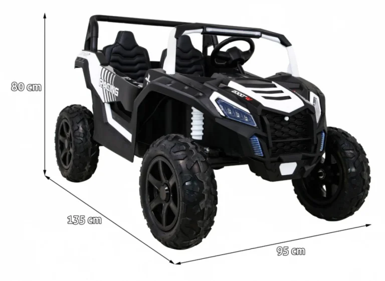 Snažan Trkaći Atv Buggy Za 2 Djece Bijeli + Motor Bez četkica + Kotači Na Napuhavanje, Bijela Buggy Na Akumulator 2