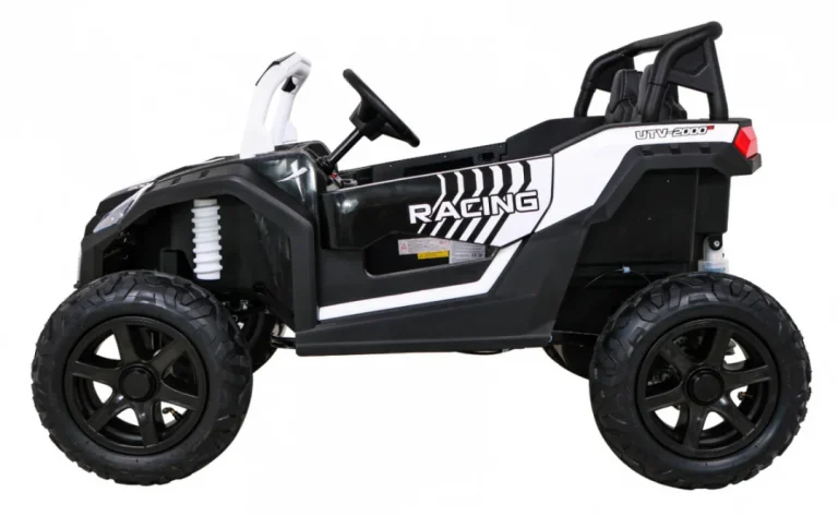 Snažan Trkaći Atv Buggy Za 2 Djece Bijeli + Motor Bez četkica + Kotači Na Napuhavanje, Bijela Buggy Na Akumulator 4