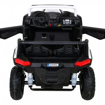 Snažan Trkaći Atv Buggy Za 2 Djece Bijeli + Motor Bez četkica + Kotači Na Napuhavanje, Bijela Buggy Na Akumulator 6