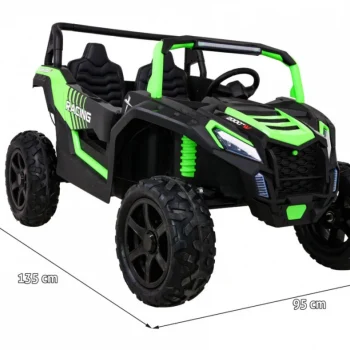 Snažan Trkaći Atv Buggy Za 2 Djece Zeleni + Motor Bez četkica + Gume Na Napuhavanje + Audio, Zelena Buggy Na Akumulator 2