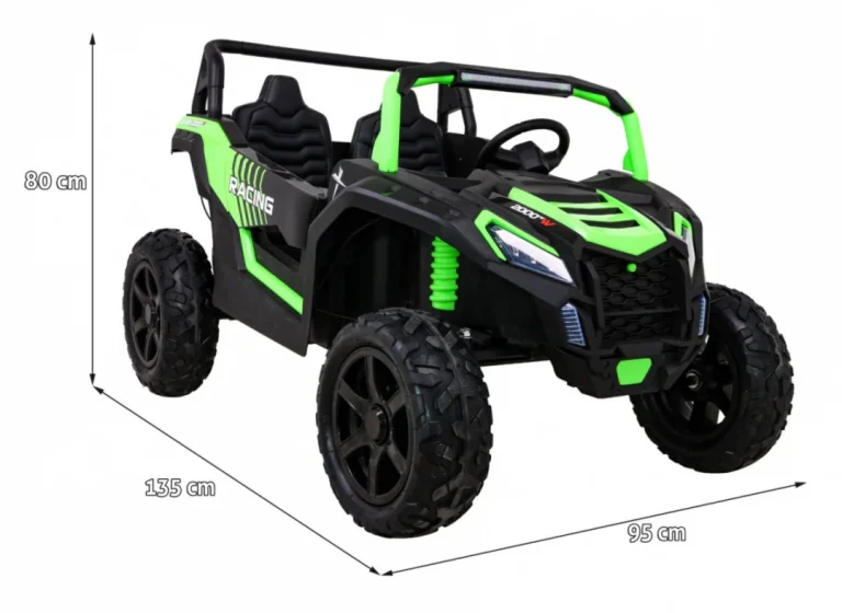 Snažan Trkaći Atv Buggy Za 2 Djece Zeleni + Motor Bez četkica + Gume Na Napuhavanje + Audio, Zelena Buggy Na Akumulator 2