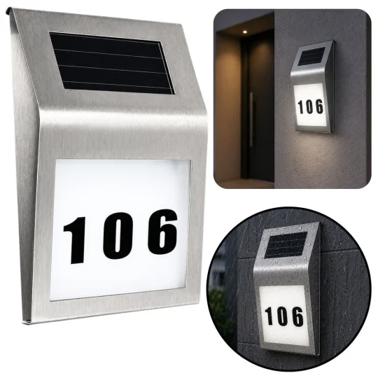 Solarna Led Lampa S Osvijetljenim Kućnim Brojem, Ip65 1