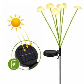 Solarna Vrtna Lampa Gljive, Toplo Led Svjetlo 70 Cm 3