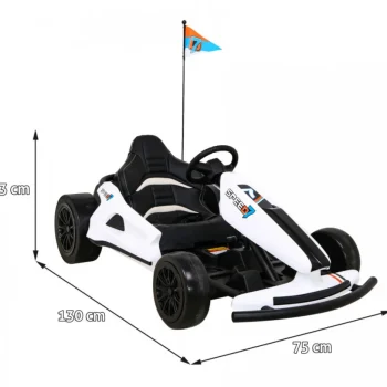 Speed ​​​​7 Drift King Dječji Go Kart Na Baterije, Bijeli + Drift Funkcija + Sportsko, Bijela Auto Na Akumulator 2