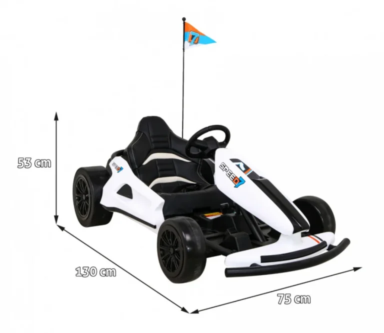 Speed ​​​​7 Drift King Dječji Go Kart Na Baterije, Bijeli + Drift Funkcija + Sportsko, Bijela Auto Na Akumulator 2