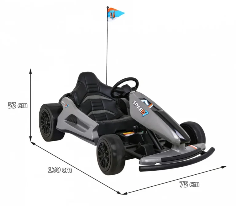 Speed ​​​​7 Drift King Go Kart Na Baterije Za Djecu Sivi + Drift Funkcija + Sportsko Sjedalo + 2 Auto Na Akumulator 2