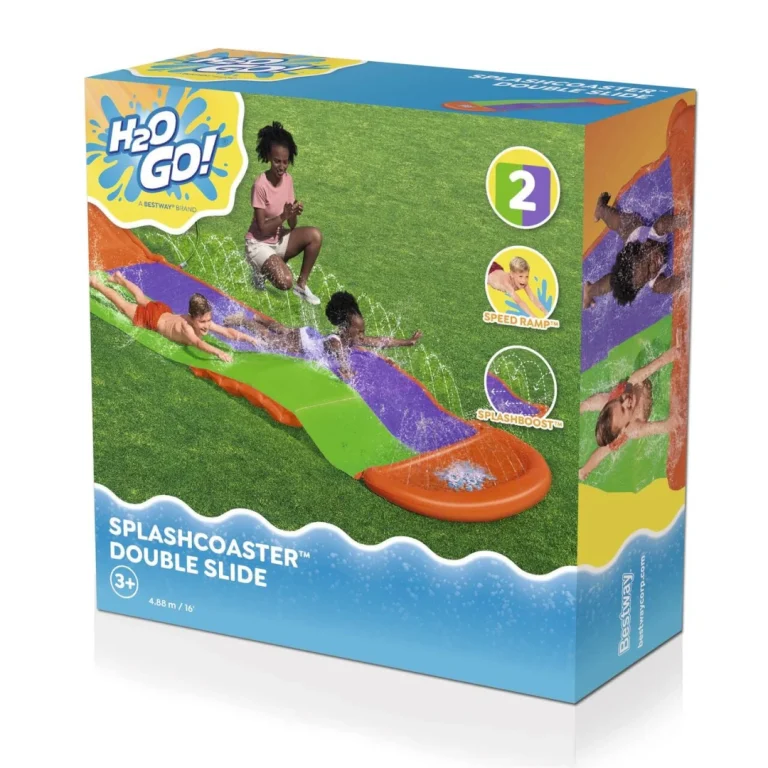 Splashcoaster Vodeni Tobogan Za 2 Djece 3+ Bestway Staza 488 Cm + Prskalice + Rampa 9