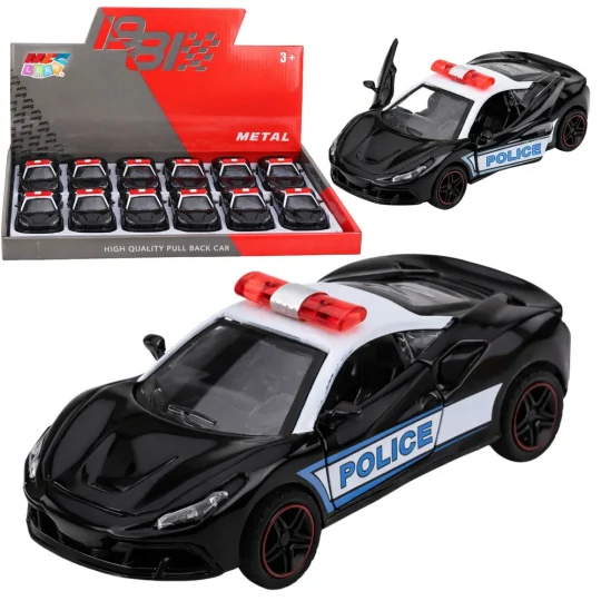 Sportski Automobil Policijski Automobil S Motoriziranim Metalnim Navlakom Za Povlačenje Crni 1:43 1