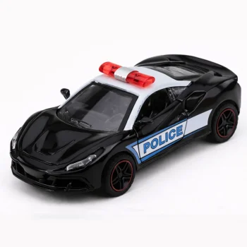 Sportski Automobil Policijski Automobil S Motoriziranim Metalnim Navlakom Za Povlačenje Crni 1:43 2