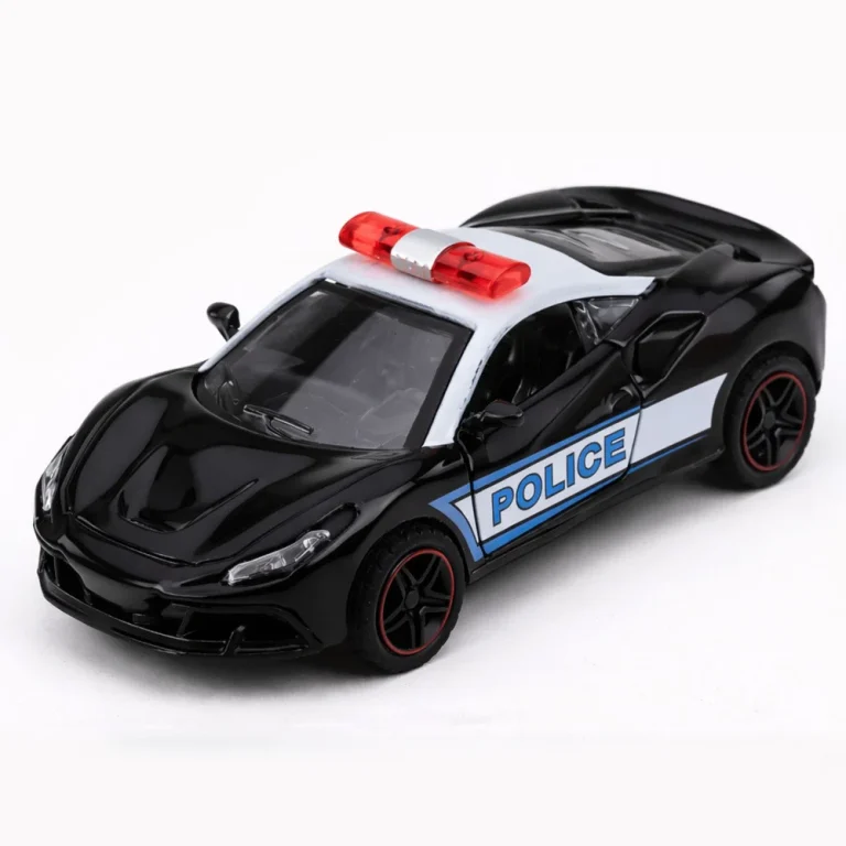 Sportski Automobil Policijski Automobil S Motoriziranim Metalnim Navlakom Za Povlačenje Crni 1:43 2