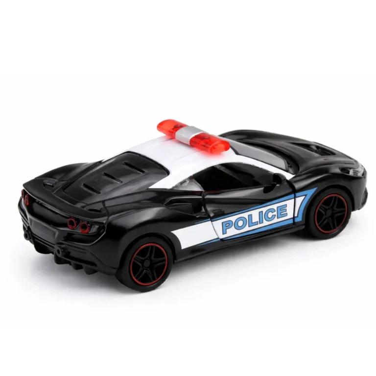 Sportski Automobil Policijski Automobil S Motoriziranim Metalnim Navlakom Za Povlačenje Crni 1:43 3