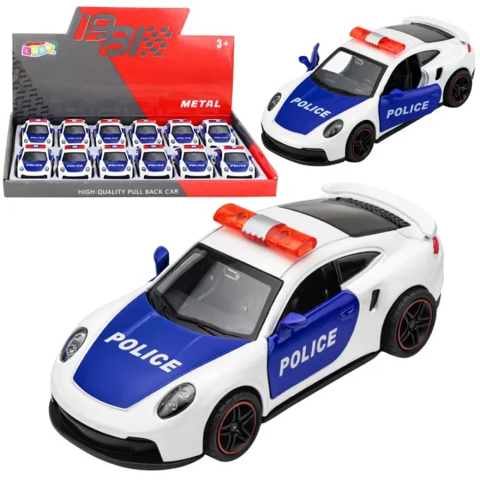 Sportski Automobil Policijski Automobil S Motoriziranim Metalnim Navlakom Za Povlačenje Bijeli 1:43 1