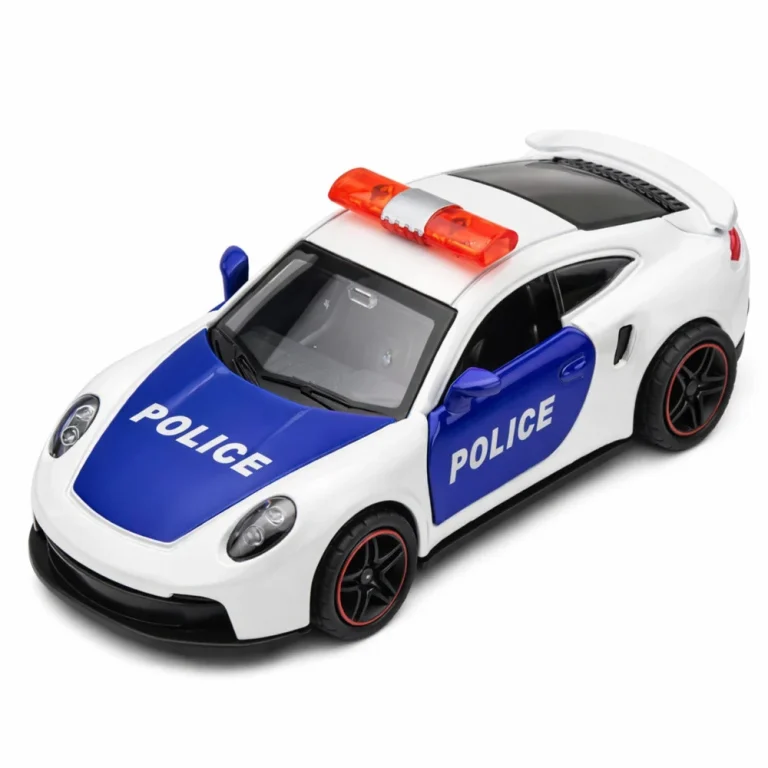 Sportski Automobil Policijski Automobil S Motoriziranim Metalnim Navlakom Za Povlačenje Bijeli 1:43 3
