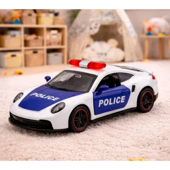 Sportski Automobil Policijski Automobil S Motoriziranim Metalnim Navlakom Za Povlačenje Bijeli 1:43 5