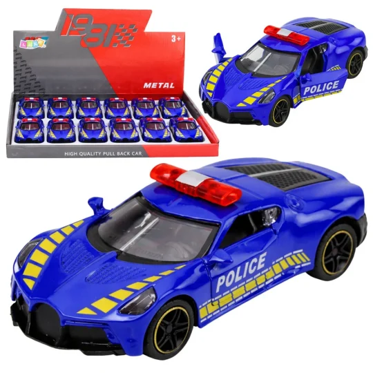 Sportski Automobil Policijski Automobil S Motornim Pogonom Metalno Plava Boja 1:43 1