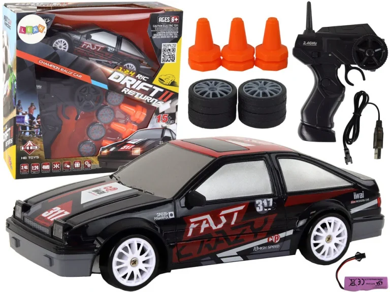 Sportski Automobil Na Daljinsko Upravljanje R/c 1:24 Crni Zamjenjivi Kotači 1