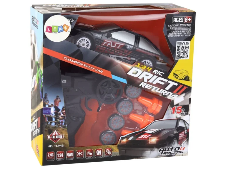 Sportski Automobil Na Daljinsko Upravljanje R/c 1:24 Crni Zamjenjivi Kotači 9