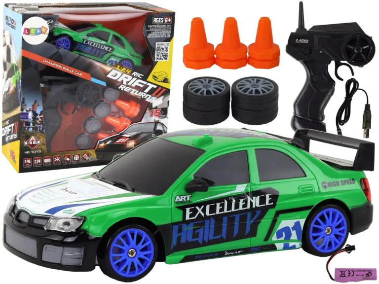 Sportski Automobil Na Daljinsko Upravljanje R/c 1:24 Zeleni Izmjenjivi Kotači 1