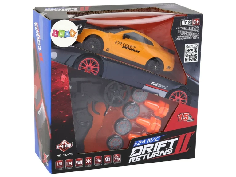 Sportski Automobil Na Daljinsko Upravljanje R/c 1:24 Žuti Izmjenjivi Kotači 8