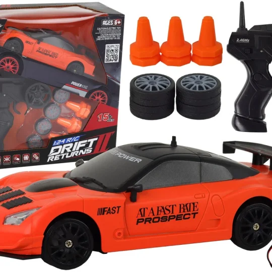 Sportski Automobil Na Daljinsko Upravljanje R/c 1:24 Narančasti S Izmjenjivim Kotačima 1