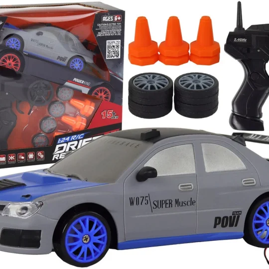Sportski Automobil Na Daljinsko Upravljanje R/c 1:24 Sivi, Zamjenjivi Kotači 1