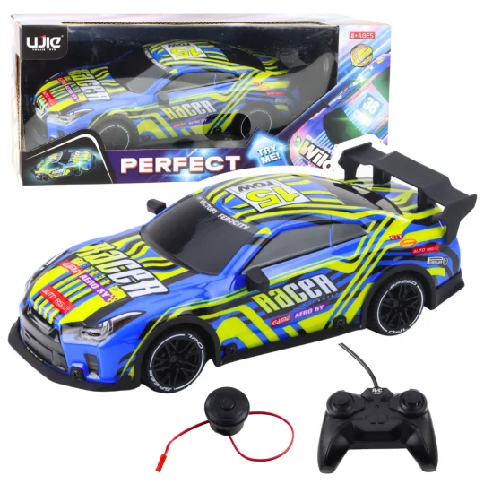 Sportski Automobil Na Daljinsko Upravljanje, Plavo žuti, Svjetla I Zvuk 1