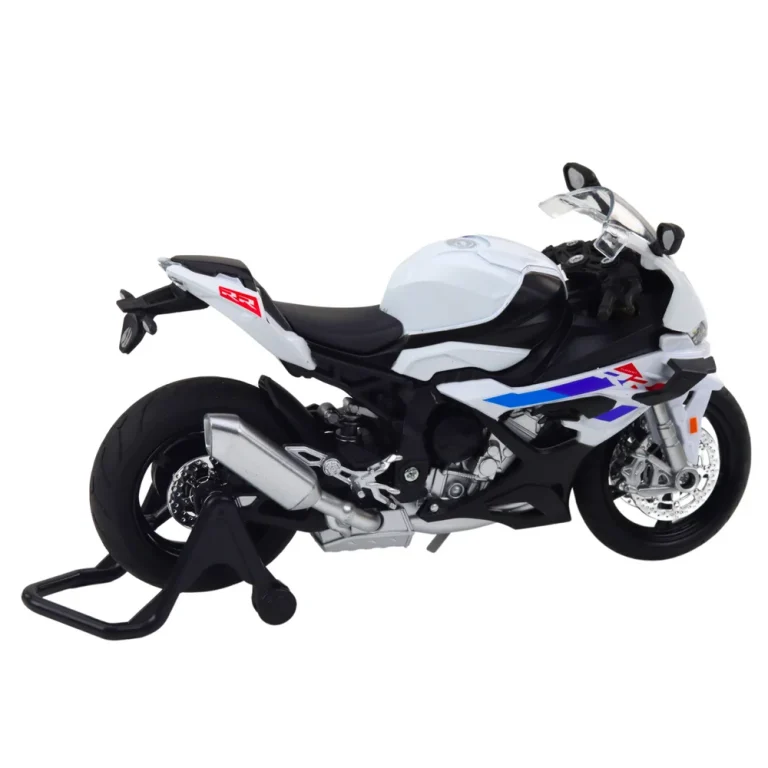 Sportski Motocikl Metalna Svjetla Zvuci Bijeli S1000 1:12 3