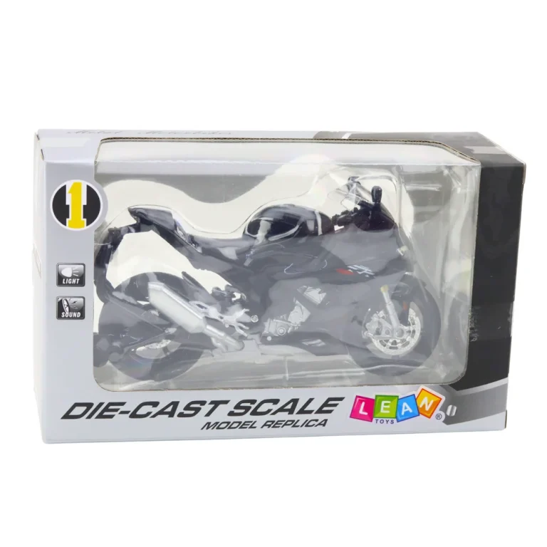 Sportski Motocikl Metalna Svjetla Zvuci Crno S1000 1:12 4